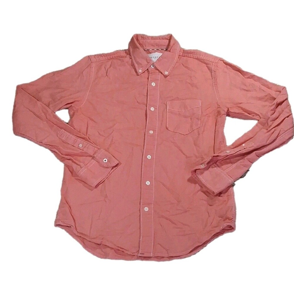 AEROPOSTALE MENS SMALL PINK SALMON LONG SLEEVE BUTTON DOWN CASUAL SHIRT COTTON